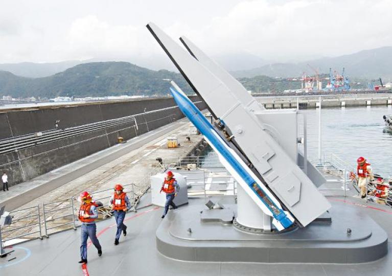 ■位於紀德級驅逐艦上的地對空導彈。 美聯社 ■位於紀德級驅逐艦上的地對空導彈。 美聯社