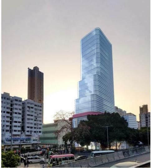 ■嘉頓總部模擬圖未有顯示重建後的大廈有保留鐘樓部分。城規會模擬圖 ■嘉頓總部模擬圖未有顯示重建後的大廈有保留鐘樓部分。城規會模擬圖