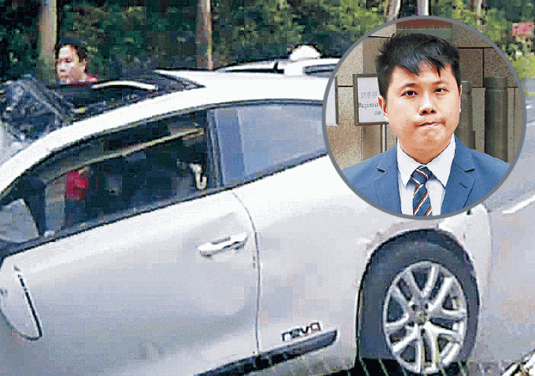 ■張振豪（圓圖）當日撞車情況被途經車輛攝錄機拍下，早前承認妨礙司法等罪。