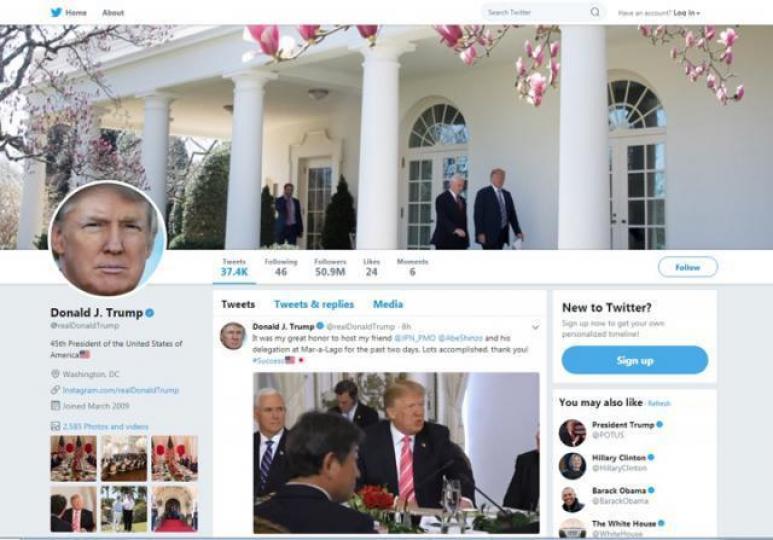 ■特朗普日日Twitter發功,左右全球投資者投資方向。互聯網圖片 ■特朗普日日Twitter發功,左右全球投資者投資方向。互聯網圖片