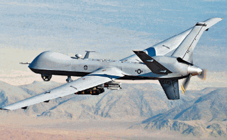 ■美軍「死神」無人攻擊機。 ■美軍「死神」無人攻擊機。