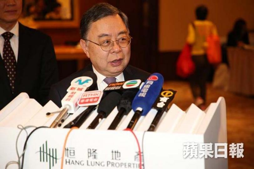 ■陳啟宗話「唔好bet against香港的房地產市場」。 晉平安攝 ■陳啟宗話「唔好bet against香港的房地產市場」。 晉平安攝