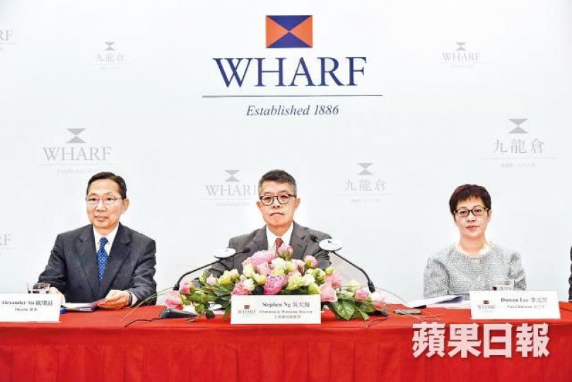 ■九倉置業主席吳天海（中）表示，對全年前景不會如今年首季般如此樂觀。黃偉傑攝