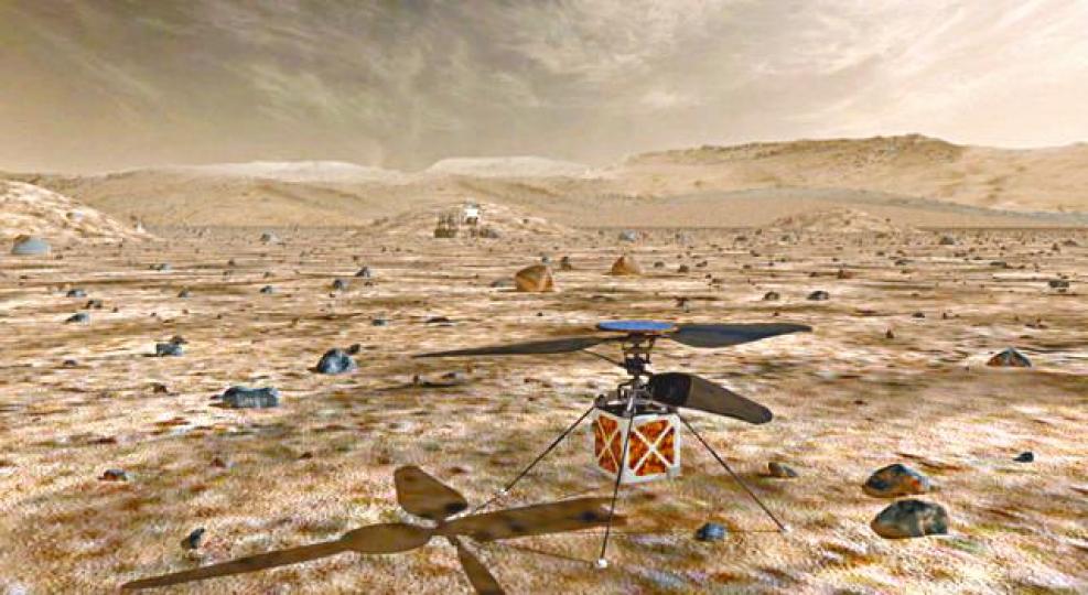 ■畫家筆下的「火星直升機」。路透社 ■畫家筆下的「火星直升機」。路透社