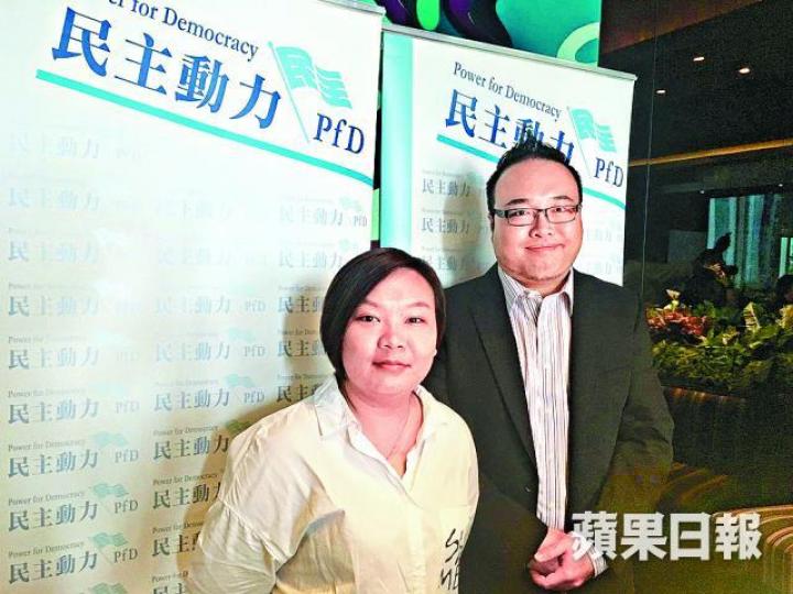 ■趙家賢(右)和梁穎敏公佈區選最新協調情況。 ■趙家賢(右)和梁穎敏公佈區選最新協調情況。