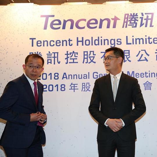 ■騰訊總裁劉熾平(左) ■騰訊總裁劉熾平(左)
