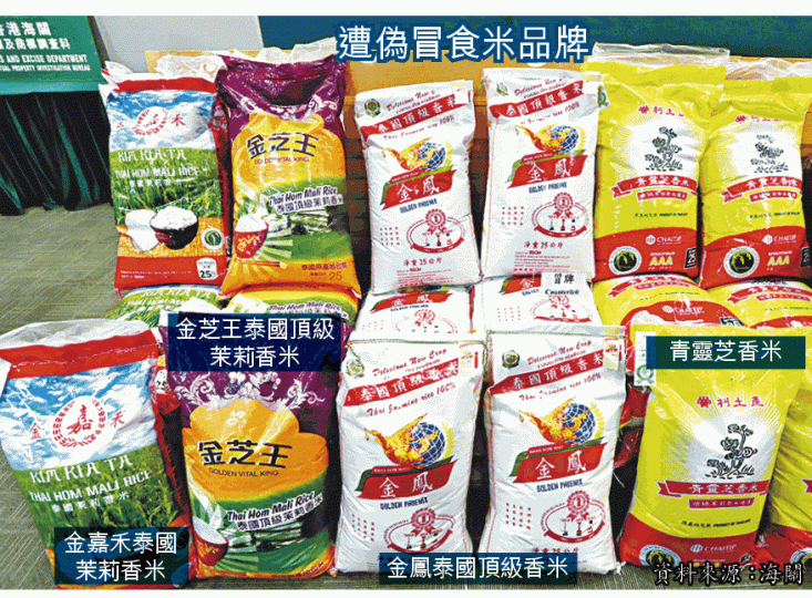 ■正貨米袋印有批次編號、生產日期及有效日期。■懷疑假冒泰國米,米袋上沒印上批次編號。■越南米較短身(左);泰國青靈芝米較修長,冒牌米混合越南米及劣質泰國米,米粒長短不一。 ■正貨米袋印有批次編號、生產日期及有效日期。■懷疑假冒泰國米,米袋上沒印上批次編號。■越南米較短身(左);泰國青靈芝米較修長,冒牌米混合越南米及劣質泰國米,米粒長短不一。