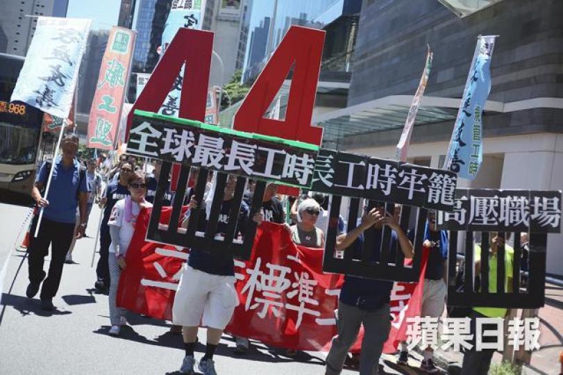 ■團體歷年曾多次遊行,要求政府立法訂立標準工時。資料圖片 ■團體歷年曾多次遊行,要求政府立法訂立標準工時。資料圖片