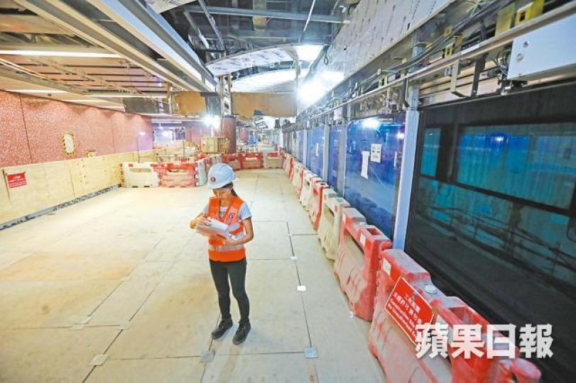 ■沙中綫紅磡站未完工,已被揭發多項工程問題。朱永倫攝 ■沙中綫紅磡站未完工,已被揭發多項工程問題。朱永倫攝