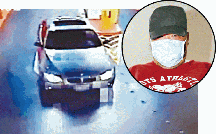 ■監視器拍到疑犯(圓圖)持刀脅持王女上車後開離停車場。 ■監視器拍到疑犯(圓圖)持刀脅持王女上車後開離停車場。