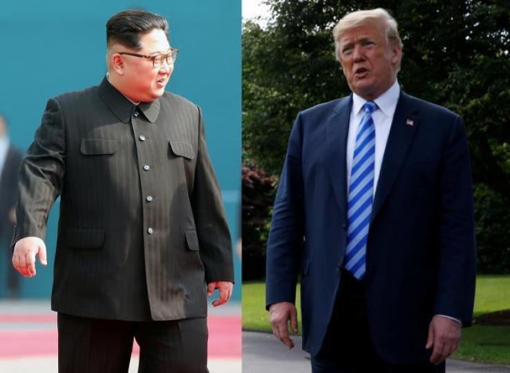■下周二特朗普(右)和金正恩的會面,是歷史性的一刻。資料圖片 ■下周二特朗普(右)和金正恩的會面,是歷史性的一刻。資料圖片