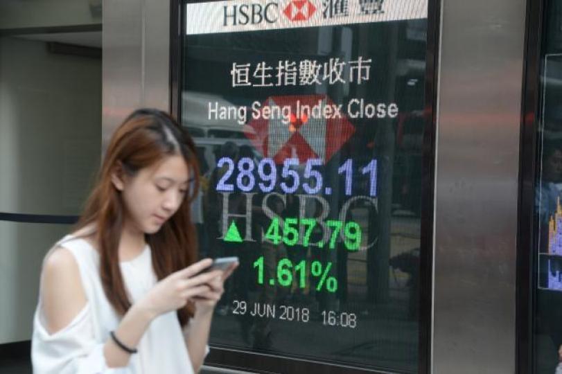 ■恒指上周五收市升逾450點。 ■恒指上周五收市升逾450點。
