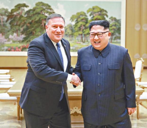 ■蓬佩奧今年5月曾訪平壤與金正恩見面。資料圖片 ■蓬佩奧今年5月曾訪平壤與金正恩見面。資料圖片