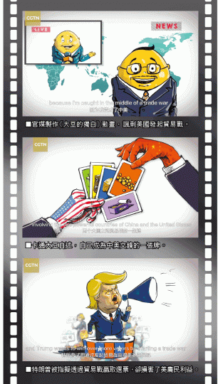 ■習以動畫片反擊美國,有網民笑言特朗普可以放心了。 設計圖片■中企停止向美國採購61.5噸黃豆。■圖組反美聯盟的習近平昨獲阿聯酋贈駿馬。 路透社 ■習以動畫片反擊美國,有網民笑言特朗普可以放心了。 設計圖片■中企停止向美國採購61.5噸黃豆。■圖組反美聯盟的習近平昨獲阿聯酋贈駿馬。 路透社