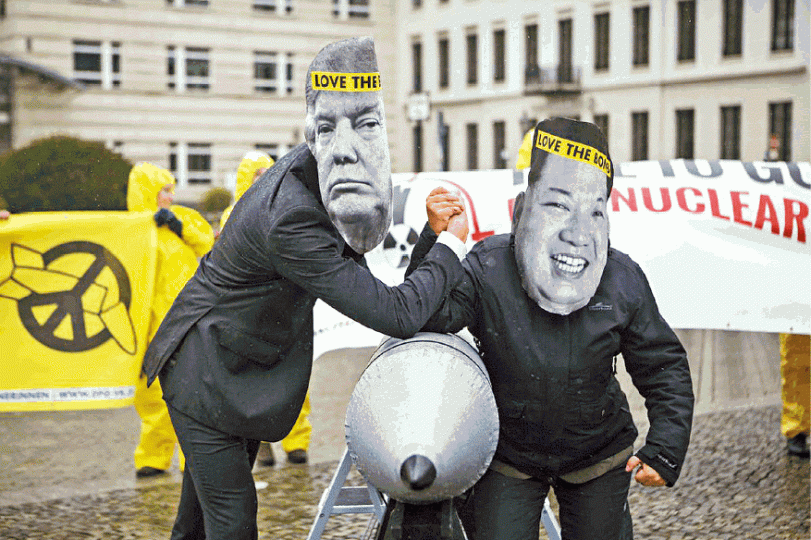 ■特朗普與金正恩的外交角力,影響東北亞地緣政治。 ■特朗普與金正恩的外交角力,影響東北亞地緣政治。