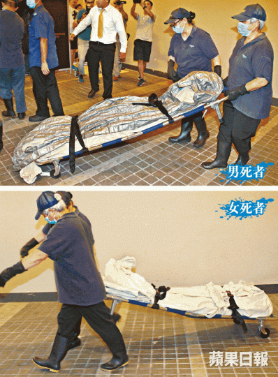 ■仵工將兩名死者的遺體移送殮房。溫文學攝■男死者母親上門探訪揭發命案。 ■仵工將兩名死者的遺體移送殮房。溫文學攝■男死者母親上門探訪揭發命案。