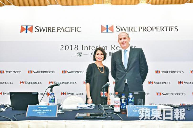 ■太古財務董事劉美璇及太古地產行政總裁白德利。黃偉傑攝