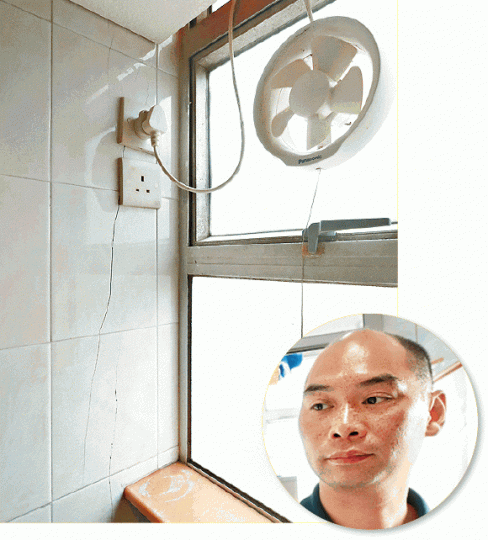 ■居民陳先生（圓圖）指工程進行後，家中多處出現裂縫。謝榮耀攝