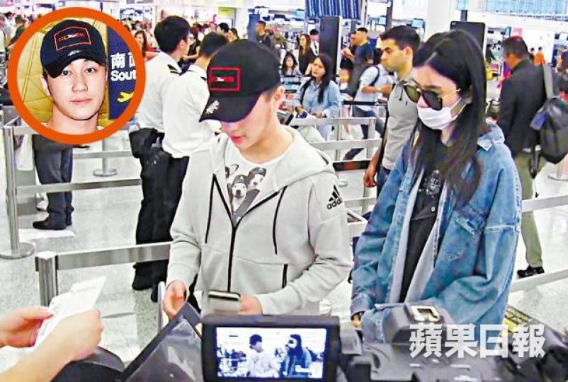 ■何猷君與超模女友奚夢瑤去北京,在機場被傳媒捕獲。■奚夢瑤雖然戴口罩,但穿上熱褲露出白滑長腿,相當吸睛。 ■何猷君與超模女友奚夢瑤去北京,在機場被傳媒捕獲。■奚夢瑤雖然戴口罩,但穿上熱褲露出白滑長腿,相當吸睛。