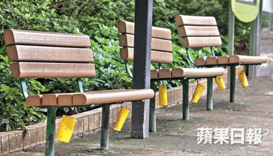 長椅下加置滅蚊貼。 長椅下加置滅蚊貼。