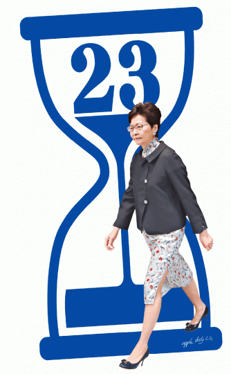 林鄭昨提及23條時稱有「工作進行緊」,引起軒然大波。易仰民攝 林鄭昨提及23條時稱有「工作進行緊」,引起軒然大波。易仰民攝