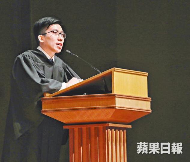 雷樂希昨於開學禮致辭時形容中國為獨裁政權。許頌明攝 雷樂希昨於開學禮致辭時形容中國為獨裁政權。許頌明攝