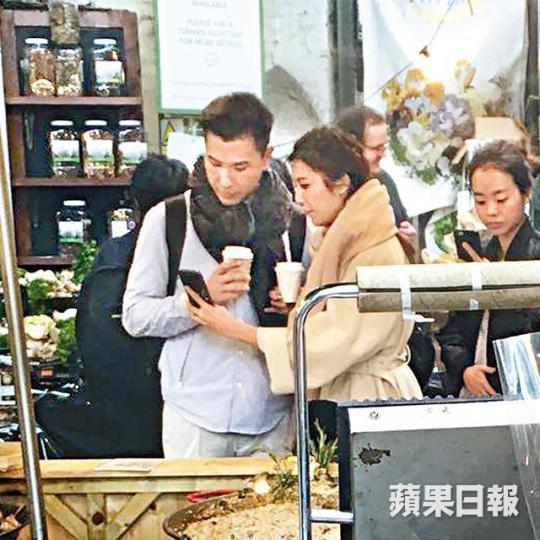 陳展鵬與單文柔日前蜜遊倫敦行市集,有商有量非常恩愛。讀者提供圖片 陳展鵬與單文柔日前蜜遊倫敦行市集,有商有量非常恩愛。讀者提供圖片
