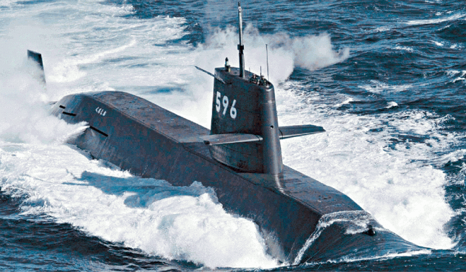 日本海上自衞隊的「黑潮號」潛艦首次在南海進行軍演。 日本海上自衞隊的「黑潮號」潛艦首次在南海進行軍演。