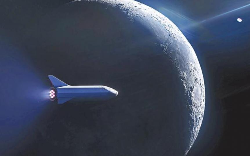 Space X以「大獵鷹火箭」接載旅客繞月。 Space X以「大獵鷹火箭」接載旅客繞月。