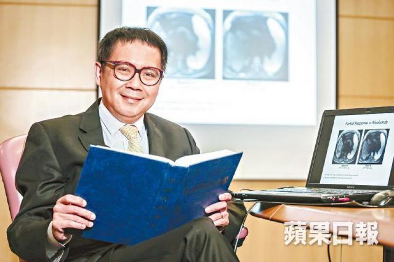 邱宗祥透露,港大明年將公佈兩項免疫治療臨床研究結果,初步結果理想,有望改寫肝癌治療方向,提早用免疫藥。何顈賢攝 邱宗祥透露,港大明年將公佈兩項免疫治療臨床研究結果,初步結果理想,有望改寫肝癌治療方向,提早用免疫藥。何顈賢攝