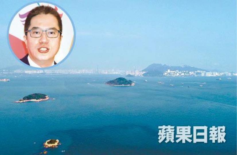 黃偉綸(圓圖)稱交椅洲人工島計劃最少能容納40萬人居住。 黃偉綸(圓圖)稱交椅洲人工島計劃最少能容納40萬人居住。