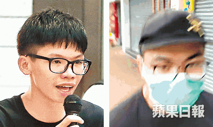 學生動源召集人鍾翰林(左圖)拍下施襲男子(右圖)的外貌。 學生動源召集人鍾翰林(左圖)拍下施襲男子(右圖)的外貌。