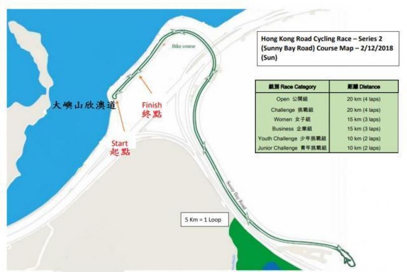 全港公路單車賽,原定今早5時至11時在欣澳道比賽。 全港公路單車賽,原定今早5時至11時在欣澳道比賽。