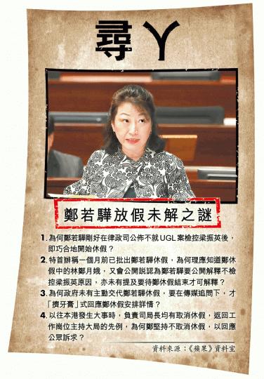 梁美芬稱「聯絡不上」鄭若驊。 梁美芬稱「聯絡不上」鄭若驊。