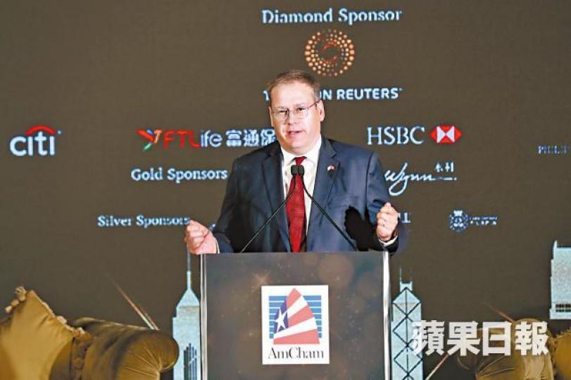 美國駐港總領事唐偉康認為港美貿易對香港經濟有莫大益處。 美國駐港總領事唐偉康認為港美貿易對香港經濟有莫大益處。