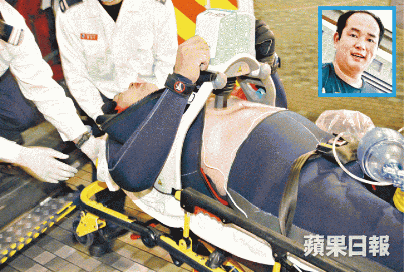 遇溺男子陳斯樂(小圖)獲救時昏迷,送院後證實不治。謝志輝攝 遇溺男子陳斯樂(小圖)獲救時昏迷,送院後證實不治。謝志輝攝
