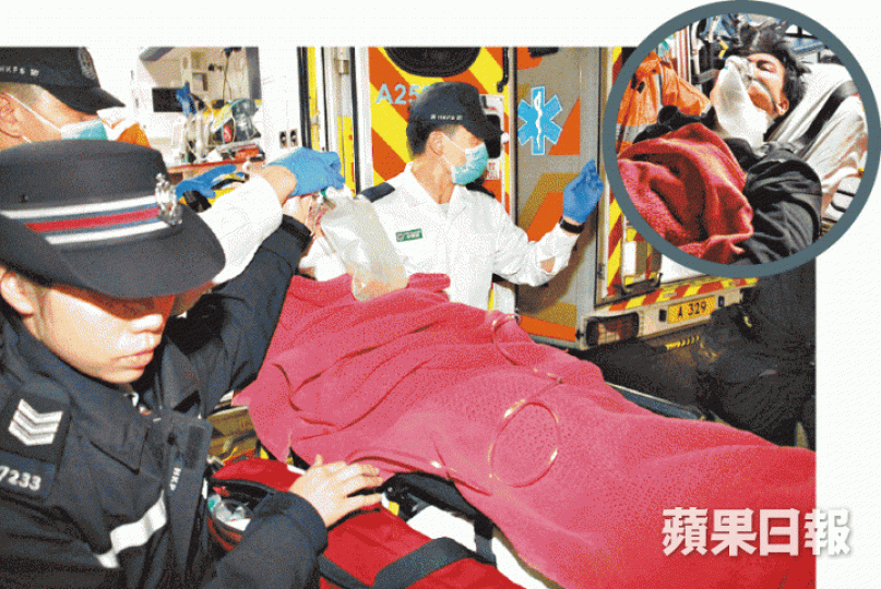 女戶主身體多處被割傷,與涉事丈夫(小圖)送院治療。潘志能攝 女戶主身體多處被割傷,與涉事丈夫(小圖)送院治療。潘志能攝