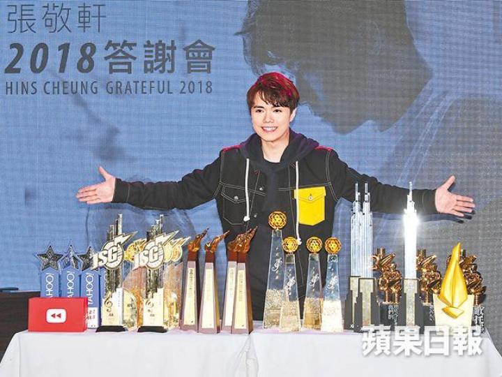 張敬軒在四個頒獎禮橫掃15.5個獎項,成績彪炳。張敬軒舉行答謝會與粉絲一同慶祝。 張敬軒在四個頒獎禮橫掃15.5個獎項,成績彪炳。張敬軒舉行答謝會與粉絲一同慶祝。