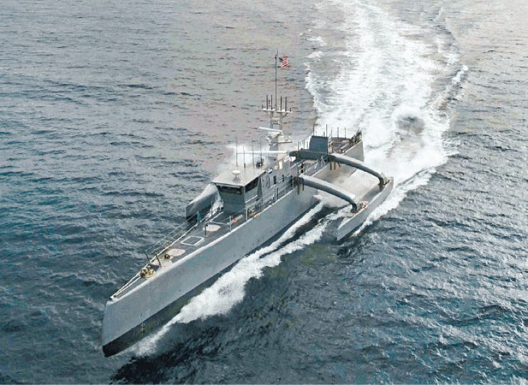 美國海軍首隻自動化無人艦「海上獵人」。 美國海軍首隻自動化無人艦「海上獵人」。