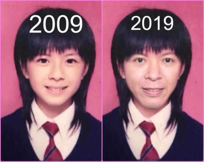 近日社交媒體潮玩「10 years challenge」,網上不乏惡搞圖片。互聯網圖片 近日社交媒體潮玩「10 years challenge」,網上不乏惡搞圖片。互聯網圖片