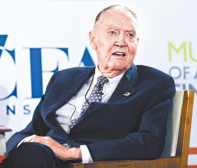 領航基金創辦人博格爾因癌症病逝,終年89歲。資料圖片 領航基金創辦人博格爾因癌症病逝,終年89歲。資料圖片