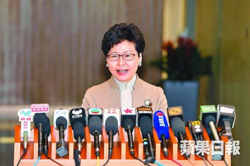 特首林鄭月娥稱,政府嚴陣以待應付今年本港經濟面對的挑戰。李家皓攝 特首林鄭月娥稱,政府嚴陣以待應付今年本港經濟面對的挑戰。李家皓攝