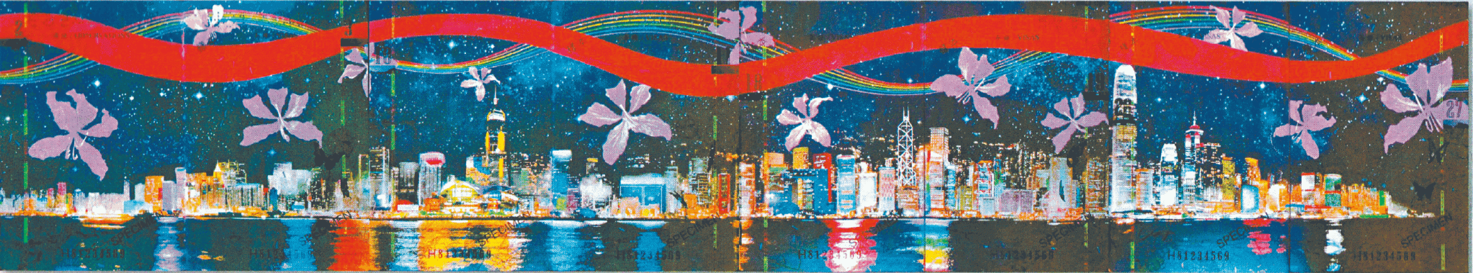 簽證頁採用全色螢光印刷，在紫外光燈下會呈現維港夜景。