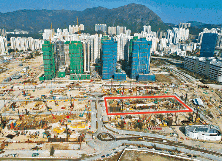 海航旗下香港國際建設將最後一幅啟德地(紅框示)以68.89億元售予會德豐地產。 海航旗下香港國際建設將最後一幅啟德地(紅框示)以68.89億元售予會德豐地產。