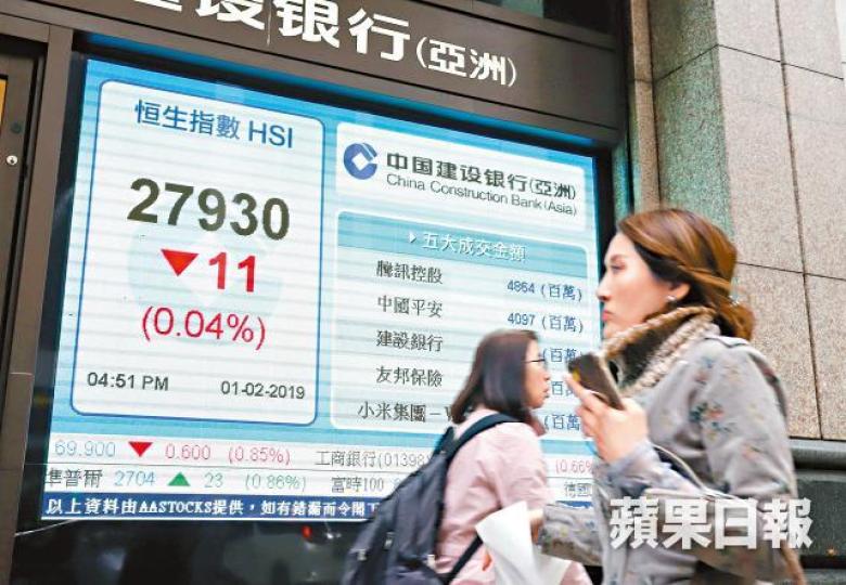 港股上周五微跌11點，收報27930點。資料圖片