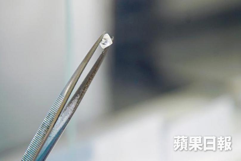 一顆石胚經打磨後，體積就會消耗逾50%。在運輸帶上的岩泥，極像建築廢料，但價值連城。挖土機挖出一噸噸含鑽量高的岩泥，再用大型卡車運去工場。Vivid Orange Yellow（15.11卡）Fancy Deep Purple Pink（11.06卡）
