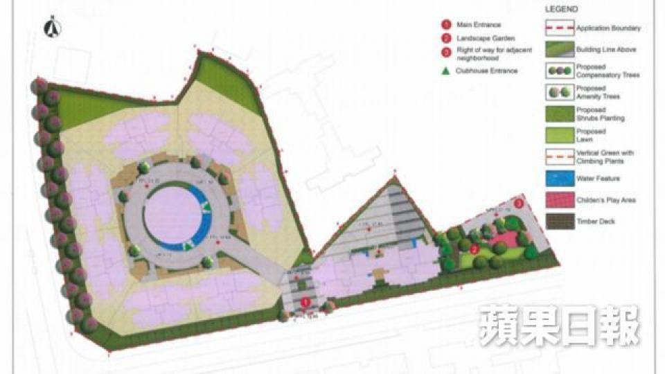 城規會文件所顯示的元朗唐人新村項目規劃圖。