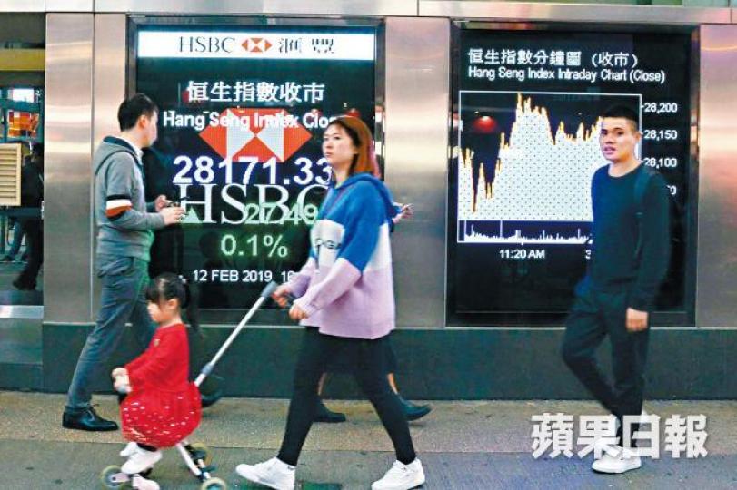 港股昨日繼續於二萬八點樓上徘徊。何耀勤攝