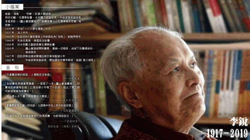 李銳曾出版多本書籍評論毛澤東功過。 李銳曾出版多本書籍評論毛澤東功過。
