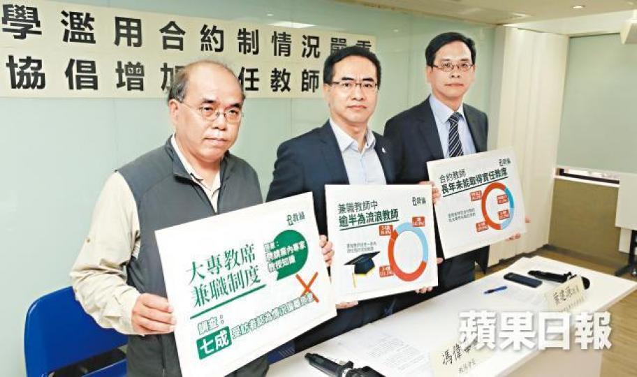 教協調查發現大專界有近60%兼職教師是「流浪教師」。 教協調查發現大專界有近60%兼職教師是「流浪教師」。